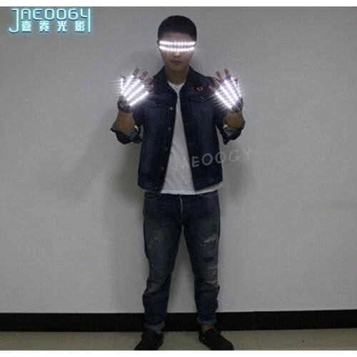 LED Glowing Gloves Halloween Christmas Party Fluorescent Glasses Props Bar Night Market Atmosphere Supplies