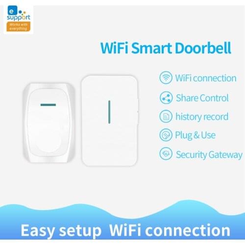 EWeLink WiFi Smart Doorbell Easy Setup APP Remote Control Door Bell Safety System Home Security Set Multiple Chimes US Standard
