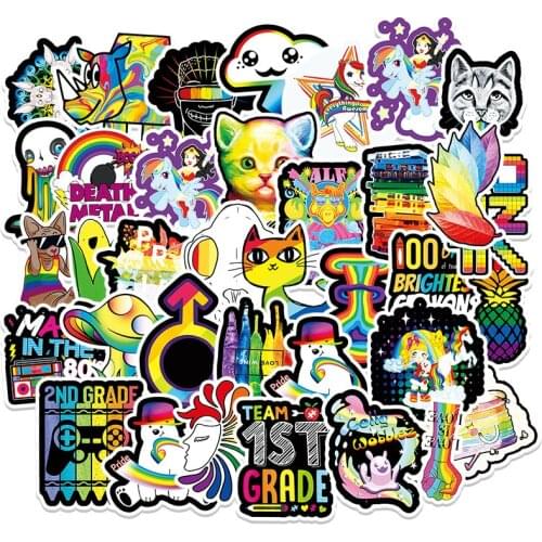 10/30/50PCS The Latest Color Rainbow Series Luggage Laptop Motorcycle Mobile Phone Water Cup Sticker Wholesale