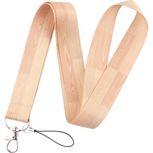 30pcs Wood Texture Neck Strap Lanyards ID badge card holder keychain Mobile Phone Strap Gift Ribbon webbing necklace