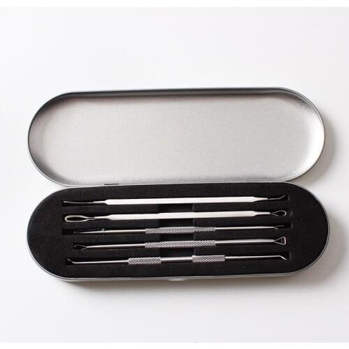 Good 5 Pcs/Set Face Skin Care Tweezer Needle Kit Stainless Steel Removal Blackhead Blemish Acne Pimple Extractor Tool In Tin Box