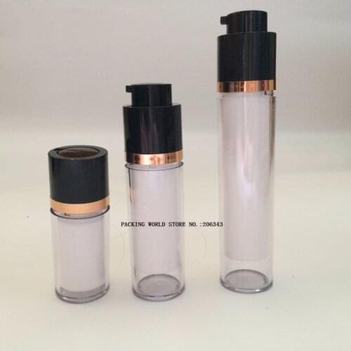 50ml rotate airless bottle with black pump gold line for lotion/emulsion/serum/foundation bottle skincare cosmetic packing