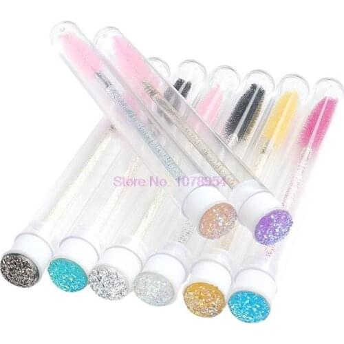 500pcs Reusable Eyelash Brush for Eyelash Extension Make up Brushes Disposable Crystal Eyebrow Brush Micro drill Separate tube