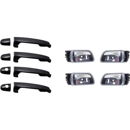 8PCS SET BLACK OUT AND INNER GRAY CHROME DOOR HANDLE FOR CAMRY 2002 2003 2004 2005 2006 RH:69205-AA030-B0 LH:69206-AA030-B0