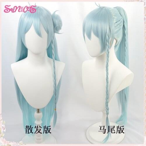 Ensemble Stars Hibiki Wataru Cosplay Wigs Heat Resistant Long Green White Gradient Ombre Braided Hair Synthetic free Wig Cap