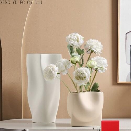 Irregular Ceramic Vase Ornaments Nordic Simple Living Room Dried Flower Flower Arrangement Accessories Modern Home Decoration