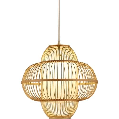 Bamboo Lantern Pendant Lamps Handmade Weaving Pendant Light Hanging Lamp Restaurant Simple Antique Hotel Home Lighting PA0184
