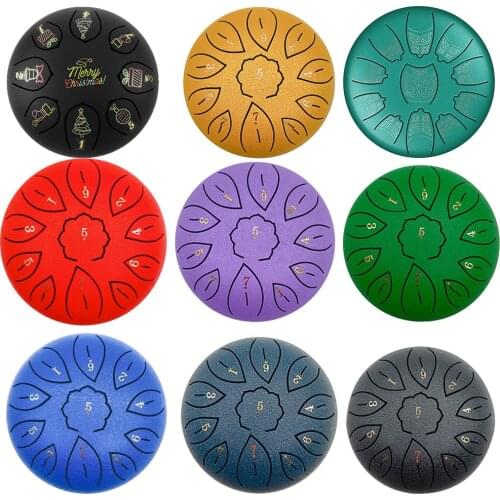 8/11 Tune Tongue Drum 6 Inch Steel Tongue Drum Kits With Drumstick Finger Cots Drum Bag Drumstick Stand Instruments Accessories
