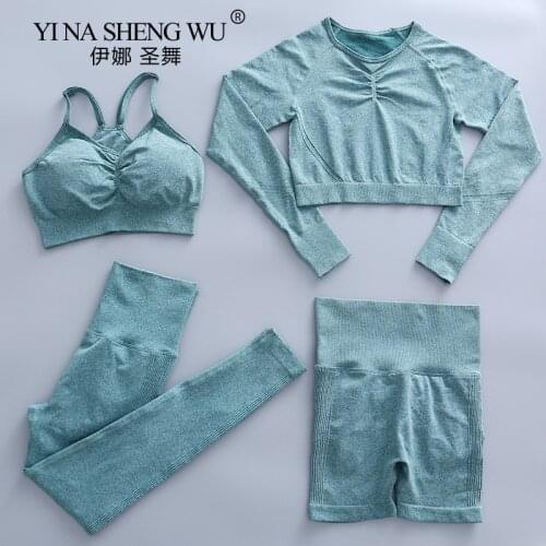 2/4pcs Seamless Yoga Set Women Gym Clothes Sportswear Yoga Suits for Fitness Gym Set Underwear Tracksuits Leggings Sports Bra