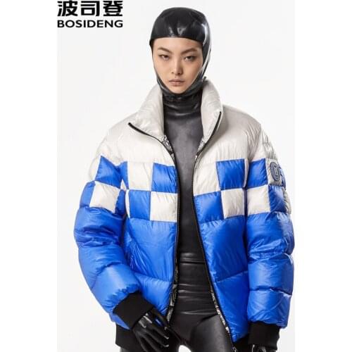 Bosdeng x Gautier designer co branded series deep winter down jacket Checkerboard print goose down coat warm loose B90142967