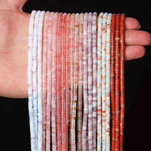 Wholsale Flat Round Stone Beads Natural 4x2mm Loose Jaspers Jades Spacer Beads Charms For Handmade DIY Jewelry Making Supplies