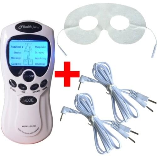 Digital Health Massager Dual Channel Silvery Muscle Stimulator Acupuncture Physiotherapy Massage Instrument + 1pcs Eye Mask