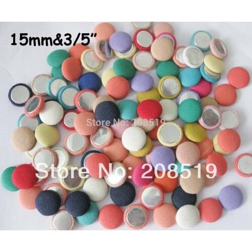CL0002 15mm Flatback Covered Buttons mix 100pcs decorative accessories