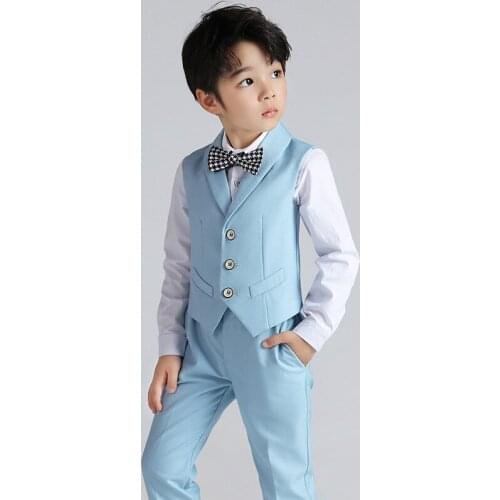 Flower Boy Suit for Weddings Kids Formal Vest Pants 2PCS Clothing Set Children Slim Prom Party 3T-14Y Suit Boys Tuxedo Costume