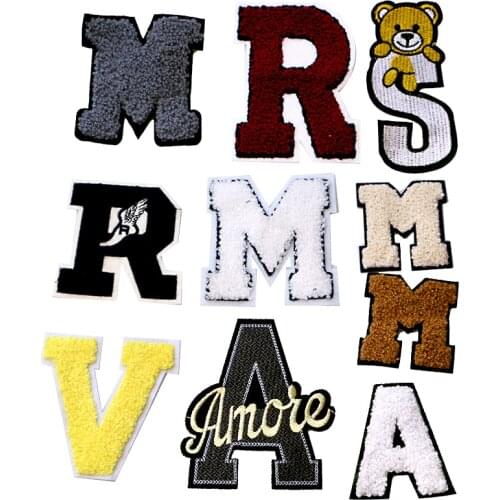 Cartoon Decorative Patch English Letters icon Towel Embroidered Applique Patches For DIY Iron on Badges Stickers on the clothes