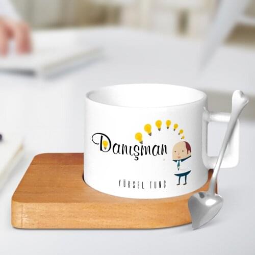 Personalized Professional Advisors Wood Altlıklı Ceramic Cup