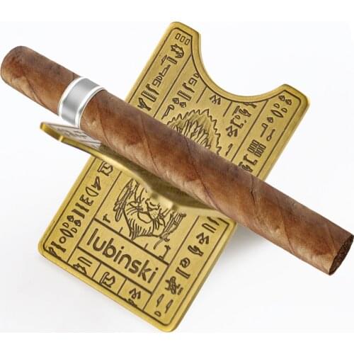 LUBINSKI Cigar Display Holder Gadgets Copper Foldable Pocket Portable Travel Cigar Stand Tray with Gift Box Smoking Accessories