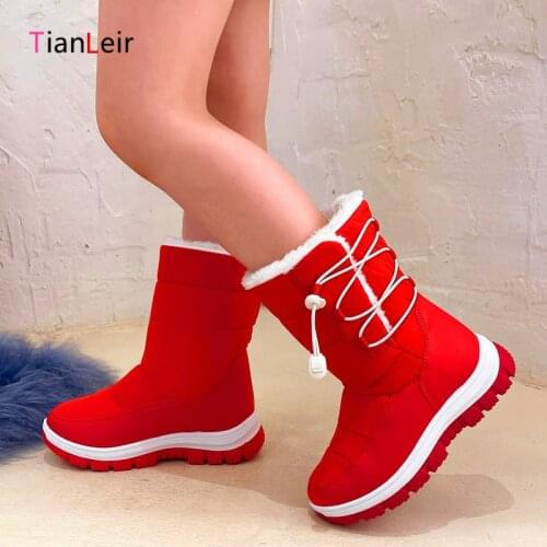 High Quality winter Kids snow boots girls warm fur antiskid outsole plus size 28 to 36 boots Red children shoes boots Enfant