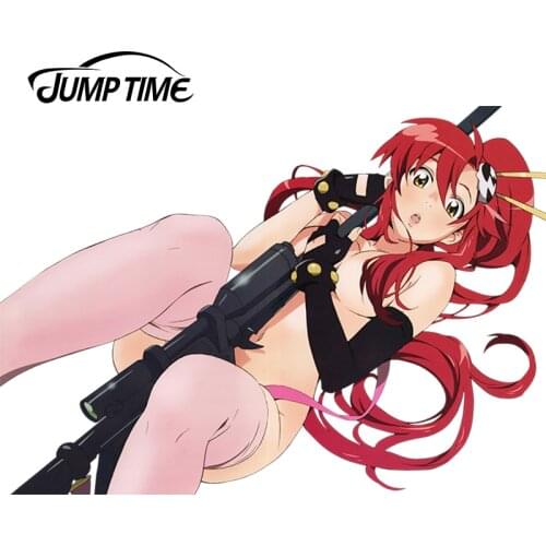 JumpTime 13cm x9.3cm Hot Girl Anime Tengen Toppa Gurren-Lagann Yoko Littner Sticker 3D Car Decal Waterproof Hood Protective Film
