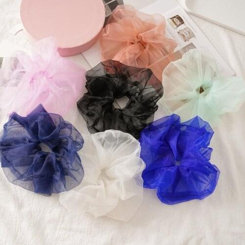 Korea Chic Organza Hair Scrunchies Thin Mesh Hair Tie Hair Rope Elastic Hair Bands Oversized Hair Ring Solid Hair Accessories