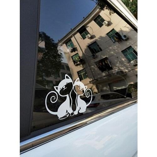 ZTTZDY 15.3*10.5CM Creative Car Decal Two cats cheek to cheek Vinyl Sticker Black/Silver ZJ4-0012