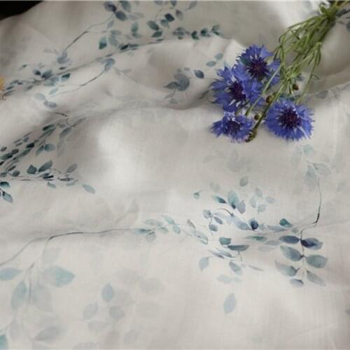 LYJ High Quality Natural 100% Pure Ramie Cloth Printed Fabric For Dresses Robe Summer Thin DIY Handmade Sewing Designer