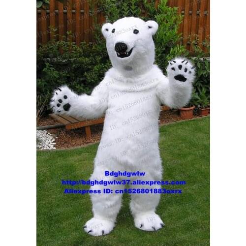 Long Fur Polar Bear White Sea Bear Mascot Costume Adult Cartoon Character Society Activities Birthday Party zx1211
