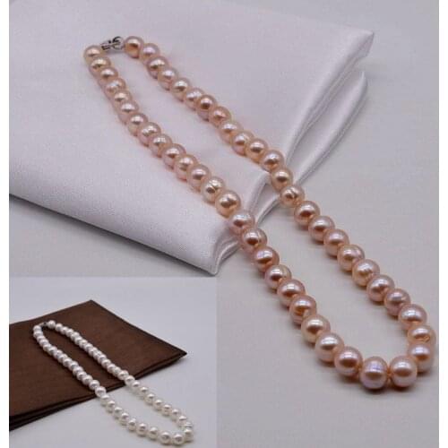 Fashion Pearl Necklace, Natural White Purple Round Freshwater Pearl, Simple Beaded Necklace, Womens Work Jewelry Free Shipping