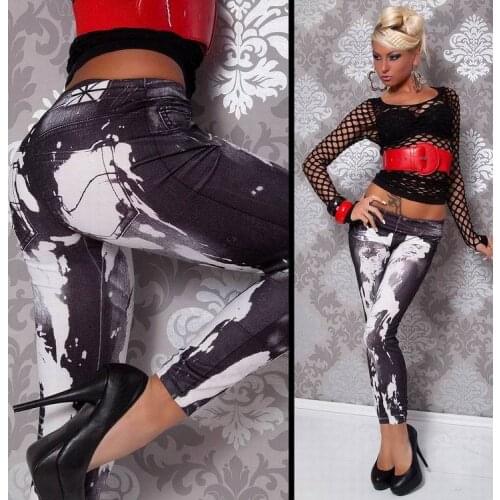 Fashion Style Women Denim Look Legging Pants 3S8318 Slim Sexy Leggings Pattern Stretch Pants