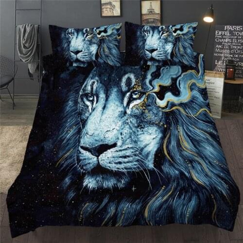 3D Animal Print Lion Bedding Set Single Double Duvet Cover With Pillowcase Twin Queen King Size Bedclothes For Child Kid Adult