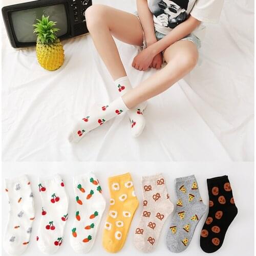 New Cute Cartoon Fruit Cotton Socks Women Spring Ankle Short Casual Fashion Street Funny Socks