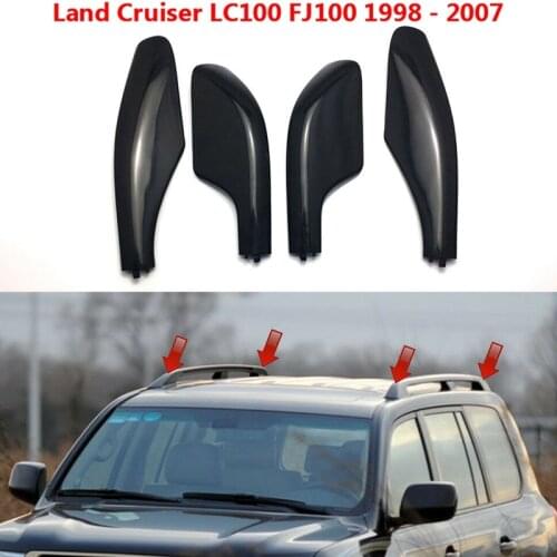 NEW-Black Roof Rack Bar Rail End Replacement Cover Shell 4PCS for Toyota Land Cruiser LC100 FJ100 1998-2007