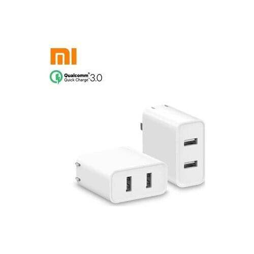 2018 New xiaomi Dual USB QC3.0 charger 36W(max) MI Qualcomm3.0 quick charger 3.0 for smart phone Support Dual USB QC3.0 charger