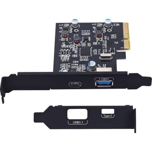 PCI-E PCI Express to USB 3.1 Gen2 10Gbps Hub Type A and Type C 2-Port PCIe Expansion Adapter Card For Windows 7/8/8.1/10/Linux