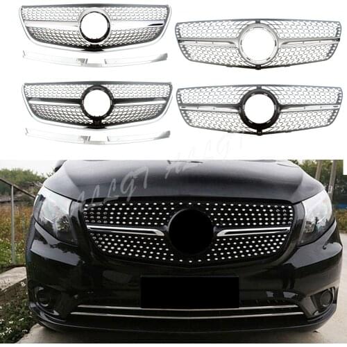 Car Front Racing Billet Bumper Grille Upper Facelift Grill For Mercedez-Benz W447 Vito 2016-2019 Diamond