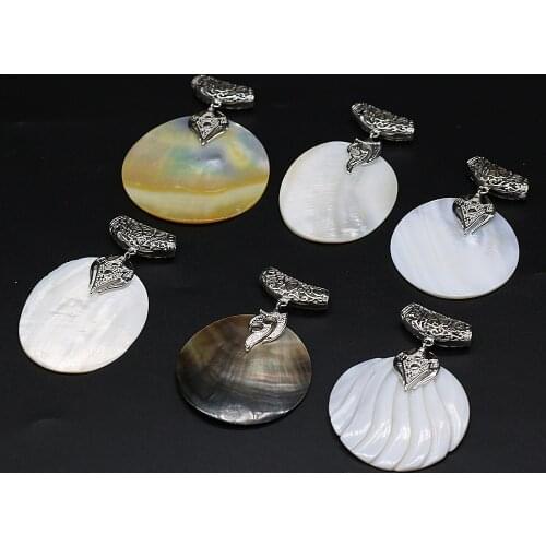 Natural Shell Round Shape Shell Pendants Mother-of-pearl Charms for DIY Earring Necklace Jewelry Making Women Girls Gifts