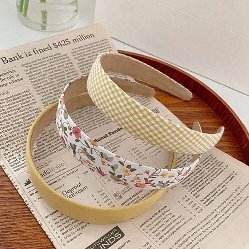 1pcs Vintage Floral Wide Headbands Solid Flower Plaids Hairbands Set for Women Head Wrap Girls Tiara Elegant Headwear