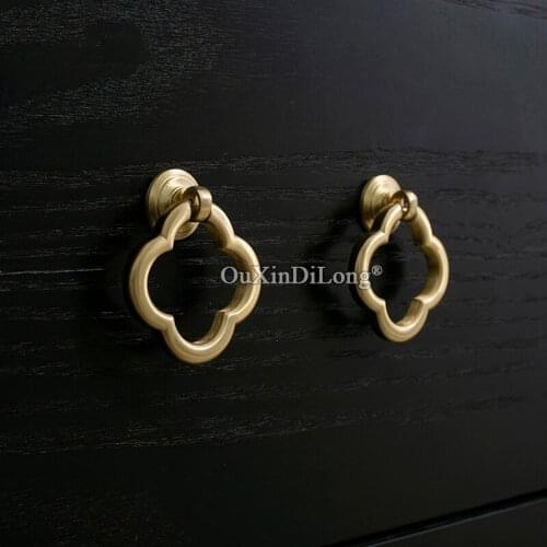 Four-leaf Design 10PCS Pure Brass European urniture Handles Drawer Pulls Cupboard Wardrobe Kitchen TV Cabinet Pulls Pens Handles