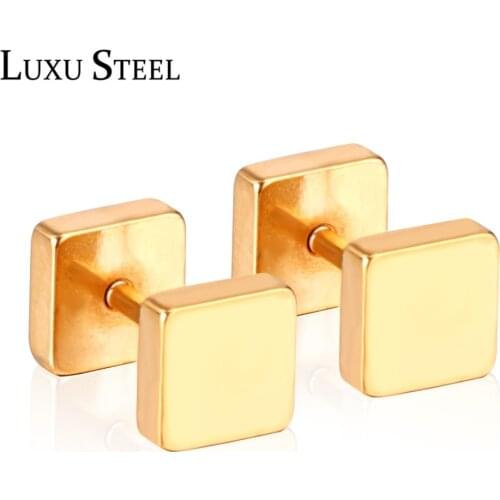 LUXUSTEEL Wholesale Size 4mm/8mm Stainless Steel Screw Earrings Women Mens Barbell Punk Gift