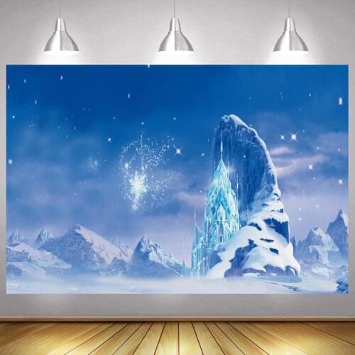 Snow Squeen Photo Backdrop Happy Birthday Party White Mountains Photography Background Photocalls Banner