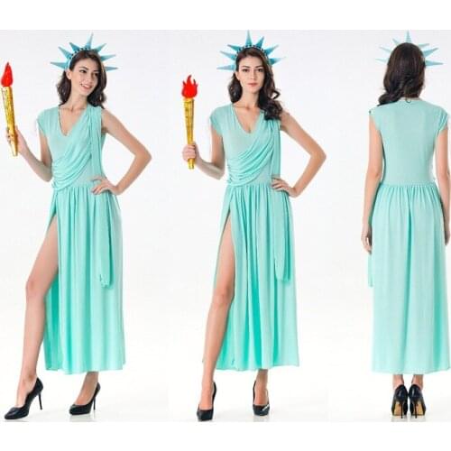 Statue Of Liberty Greek Dance Sexy Athena Long Skirt Halloween Bar Stage Show Costumes