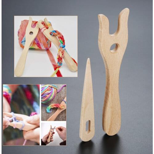 Weaving Loom Sewing Crafts Tools Wooden Handmade Y Needle Children DIY Handmade Braiding Tools Wooden Fork Knitting Accessories