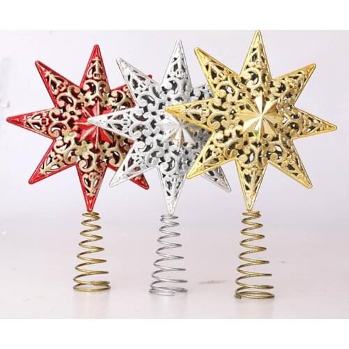 Shop Decoration Home Christmas TreeTopper Star Decoration Metal Glitter Ornament Business Window Layout Ornament M6CE