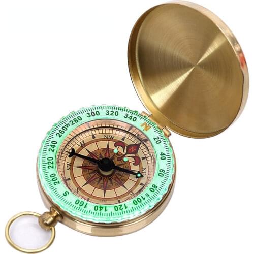 High Quality Camping Hiking Pocket Brass Golden Compass Portable Compass Navigation for Outdoor Activities