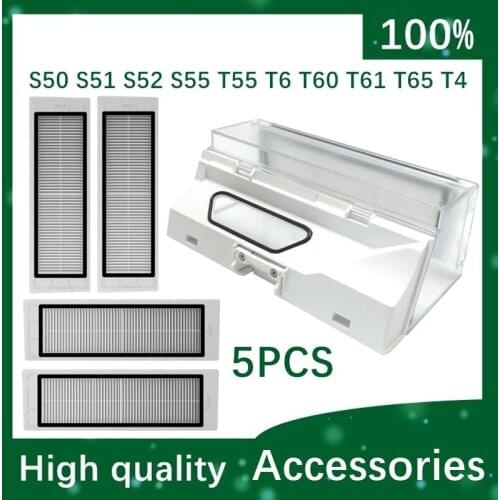 For xiaomi mijia Roborock Dust Box S50 S51 S52 S55 T55 T6 T60 T61 T65 T4 Vacuum Cleaner Parts Hepa Filter Replacement Spare