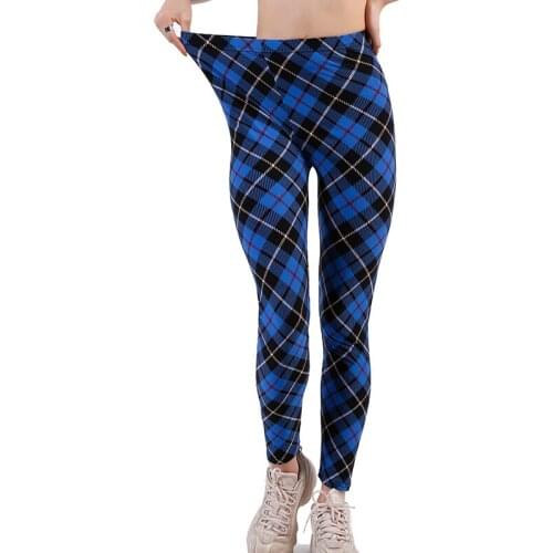 INDJXND Black White Plaid Women Leggings Fashion Plaid Printing Legging Fitness Leggins Grid Floral Stripe Trouser High Waist