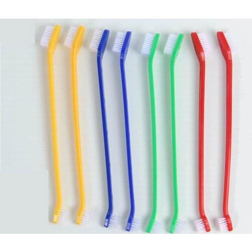 1000pcs/lot Fast Shipping Wholesale Duel head Pet Tooth brush Dog Cat Dental Grooming Toothbrush Cleaning brush
