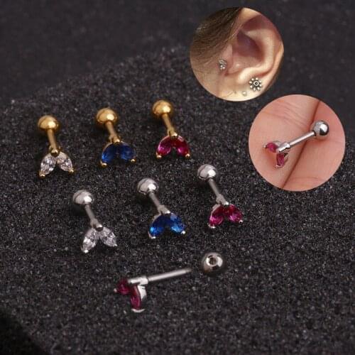 1PCS Heart Rook Lobe Tragus Stud New Rose Cartilage Earring Helix Piercing Jewelry