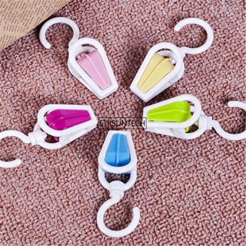 100pcs Plastic Laundry Spin Clip Portable Bra Socks Hanger Hook Quilt Clothing Clip Hanging Rope Clothes Clip