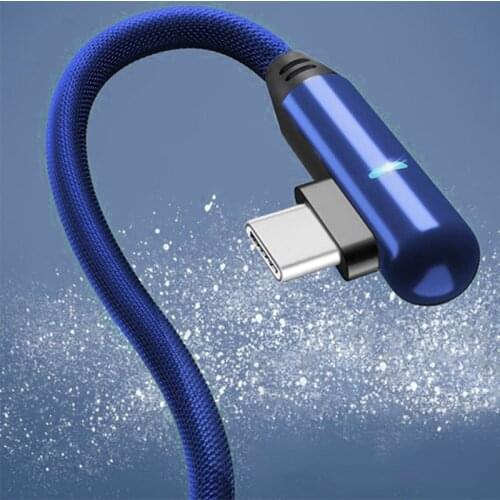 18W Fast Charger Cable Dual Elbow Smart Light Data Cable Type-C Charging Cable Micro USB Data Wire For Huawei Xiaomi Samsung